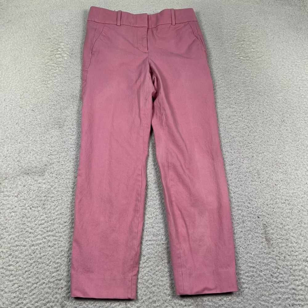 J. Crew Cameron Slim Cropped Pants Womens 0 Straight Stretch Cotton Viscose Pink